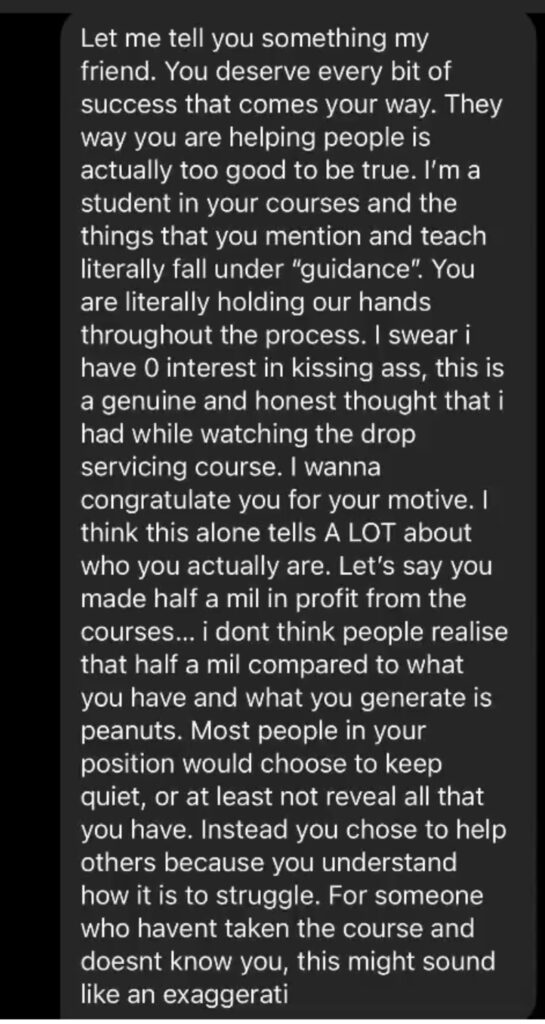 Wolfofbey student testimonial screenshot 63